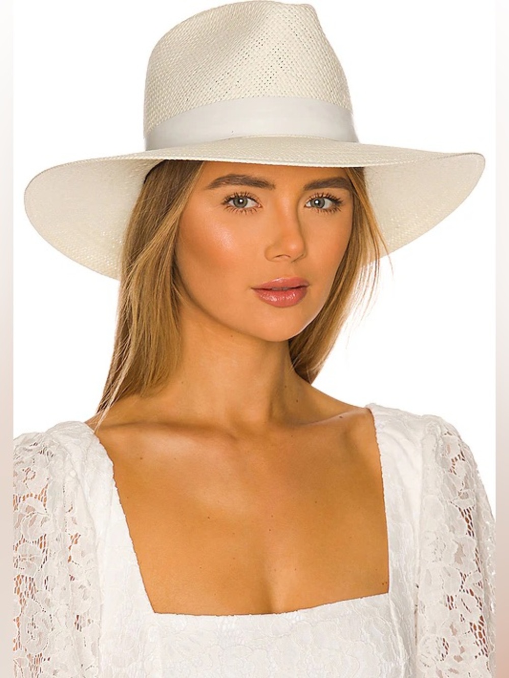 NWT Janessa Leone Hamilton Hat Bleach Straw White Sz Large